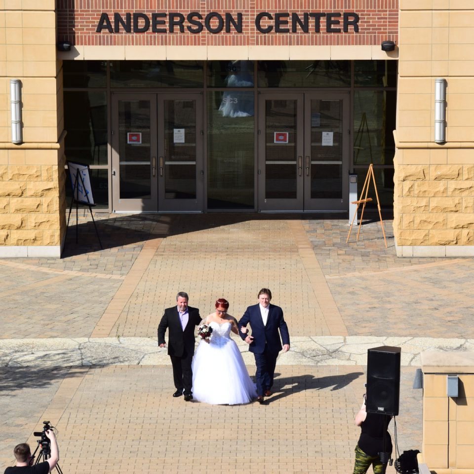 Anderson Center Bride Wedding Ceremony at Anderson Center South plaza